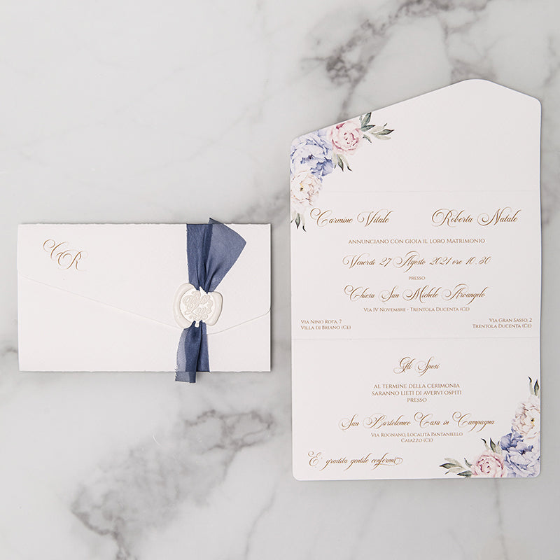 Campione Blue and Pink Peonies